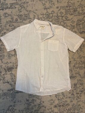 Weatherproof Men's White Short-Sleeve Linen Button-Down Shirt